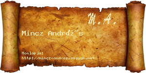 Mincz András névjegykártya